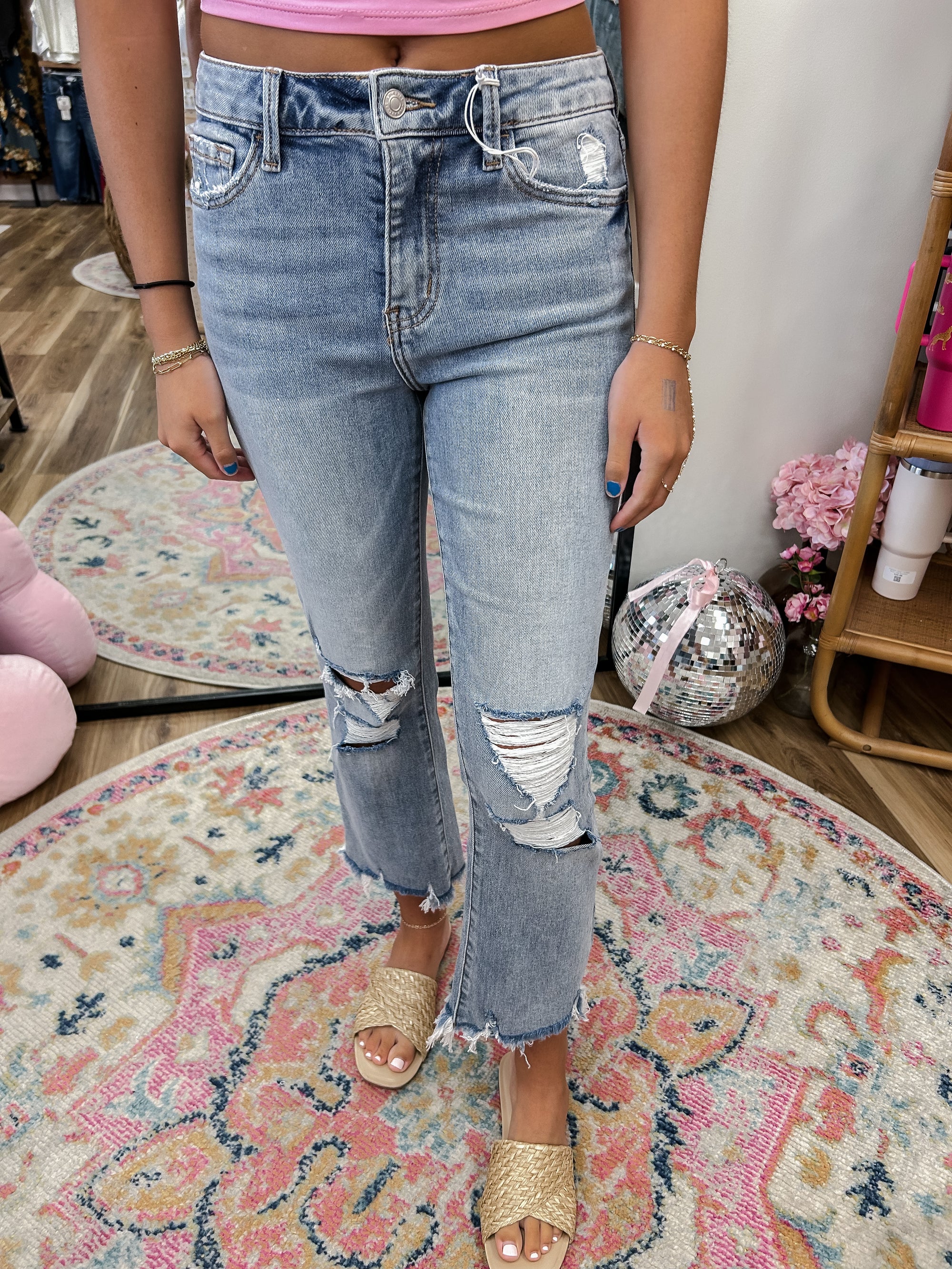 LV High Rise Crop Flare Jeans (RESTOCK)