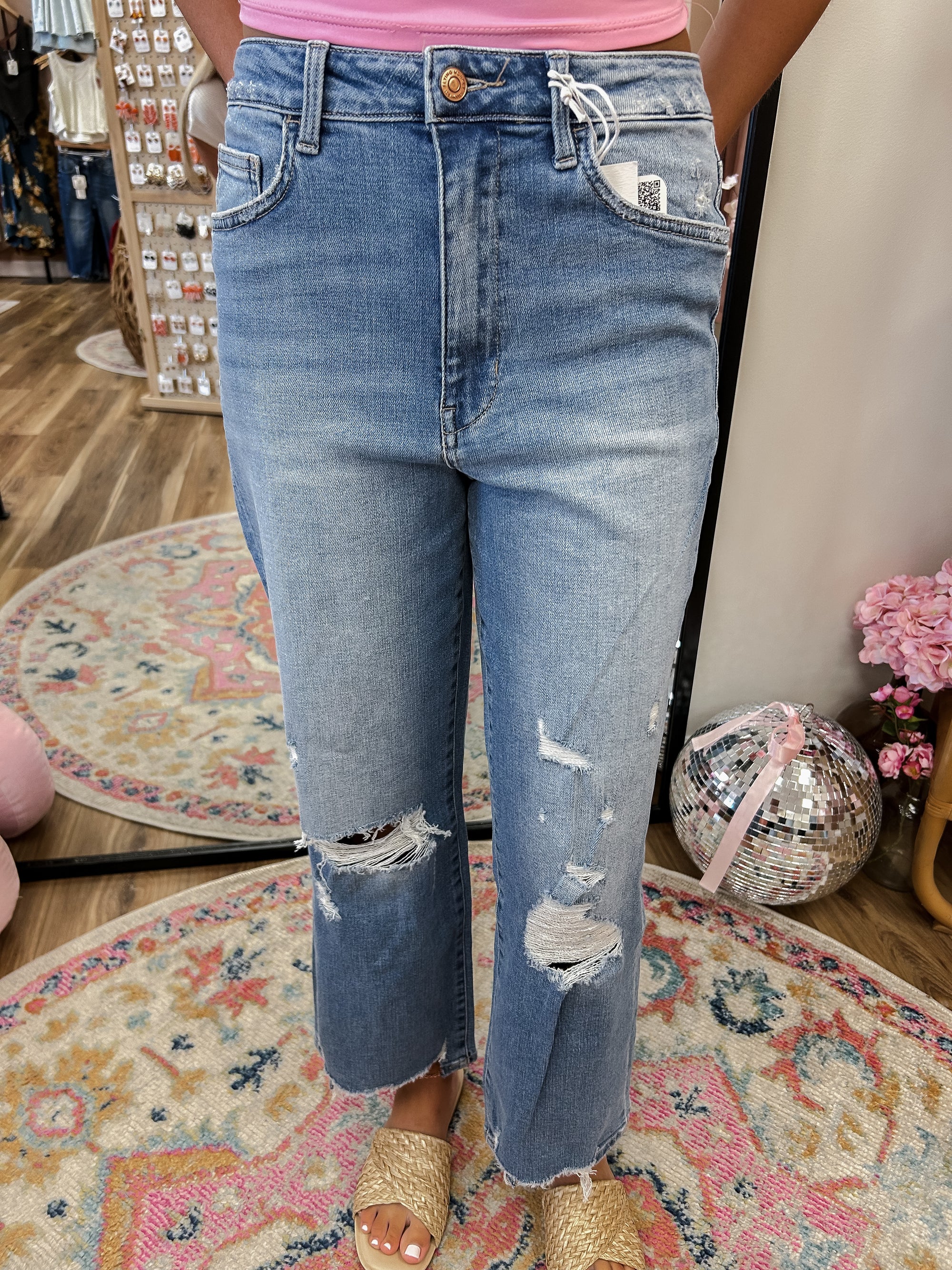 FM BL 90'S Vintage Super High Rise Ankle Flare Jeans