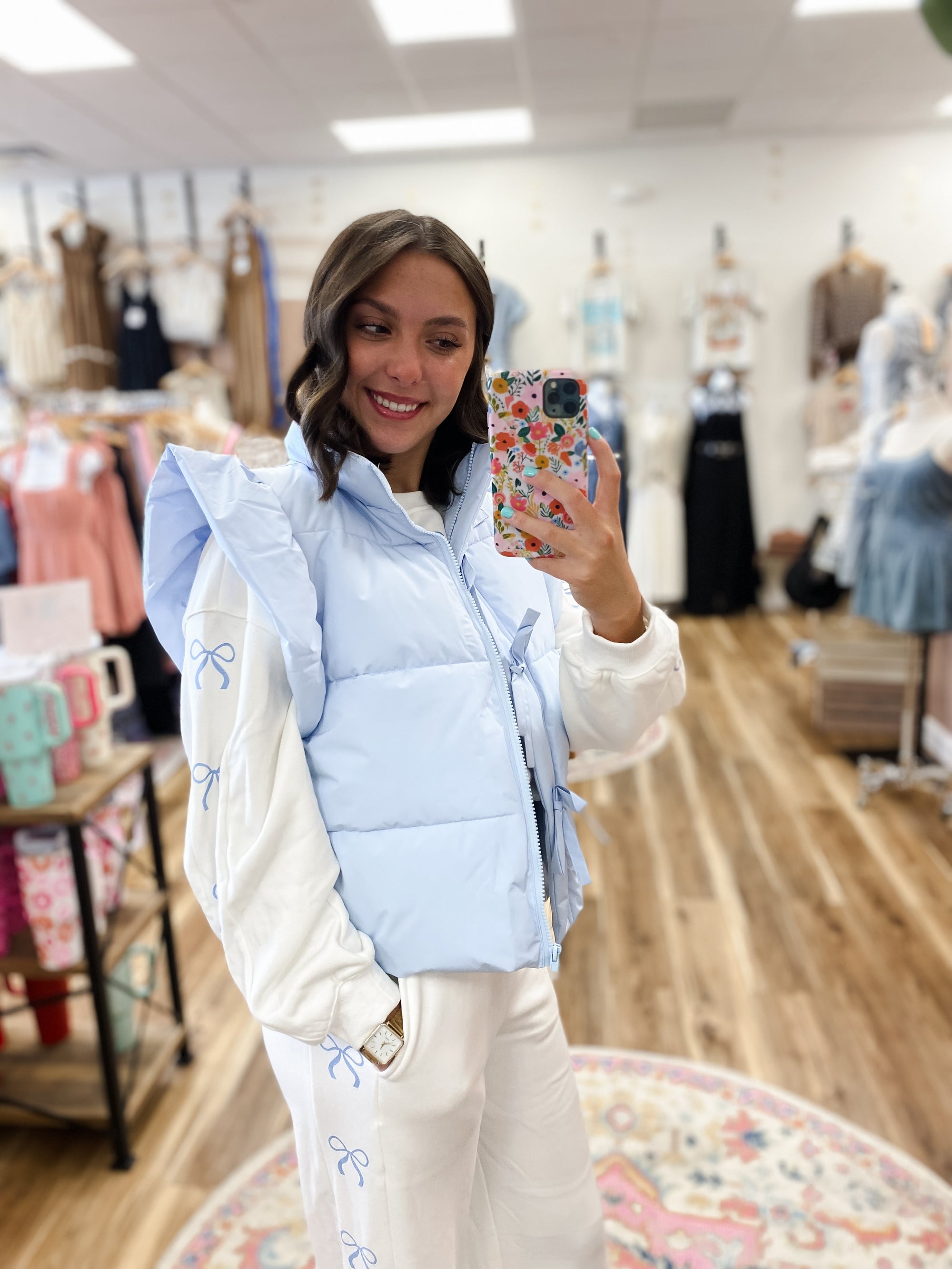 Laura Light Blue Puffer Vest