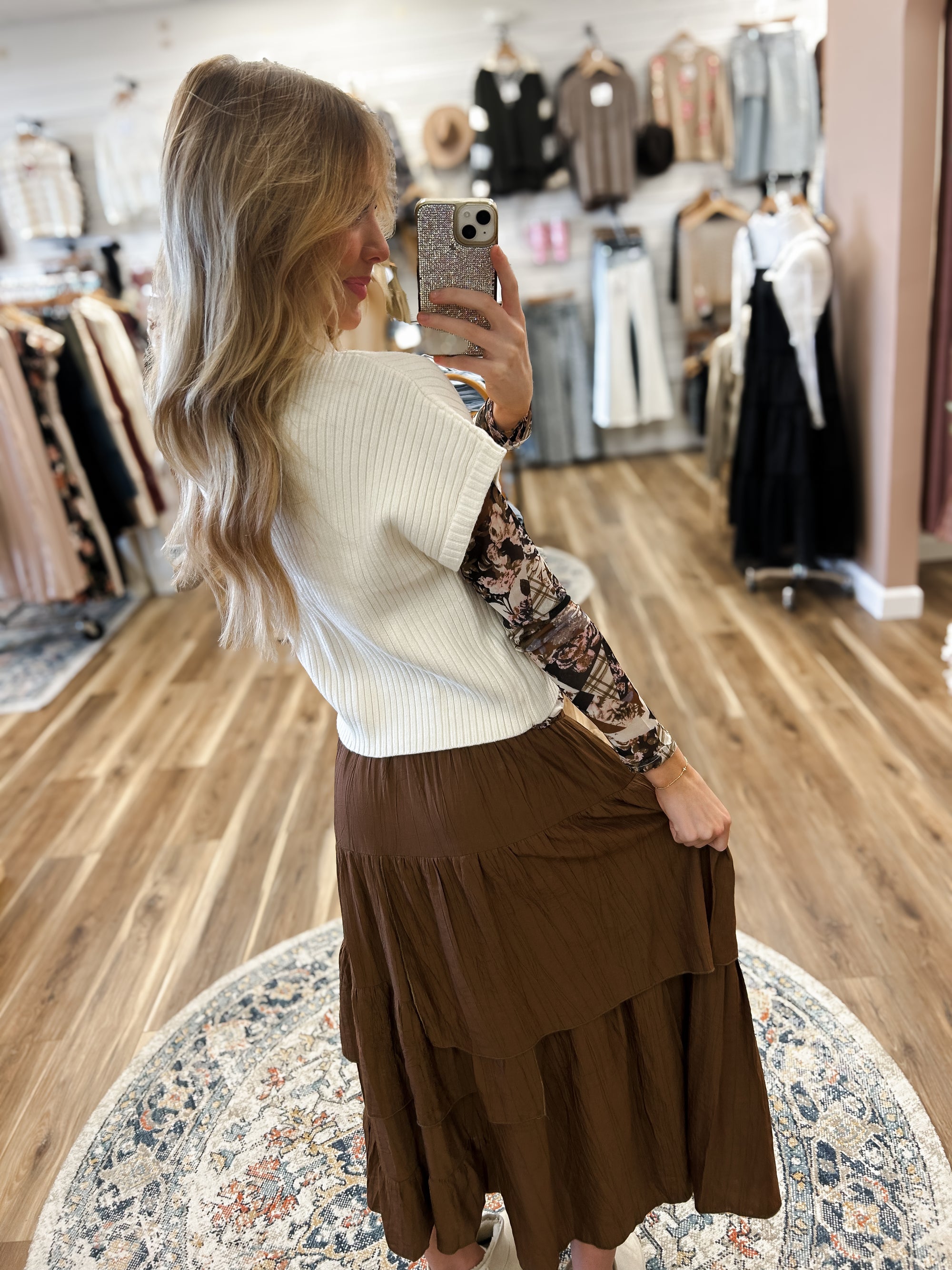 In Full Swing Brown Maxi Skirt