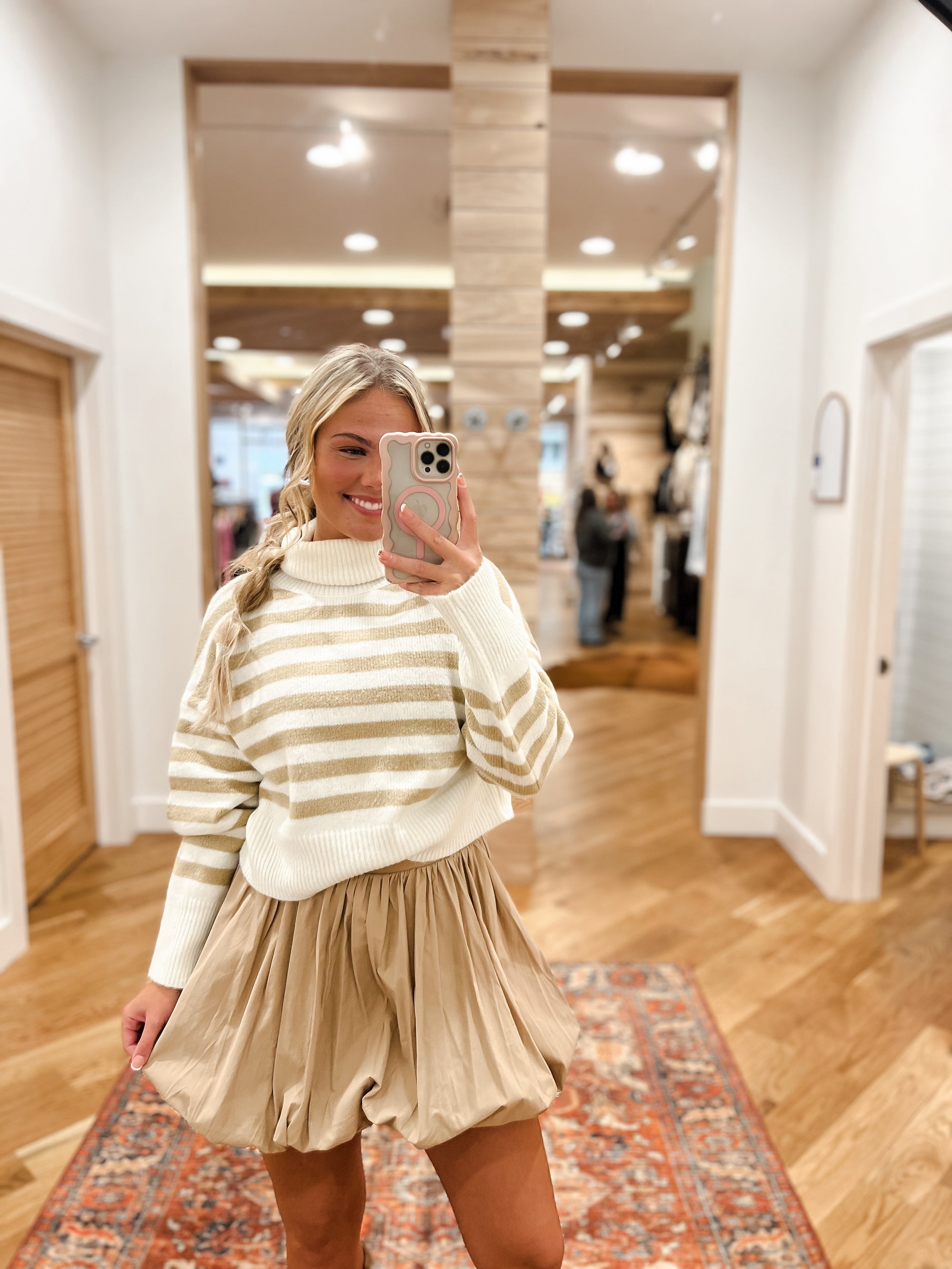 Paige Cream and Taupe Turtleneck Sweater