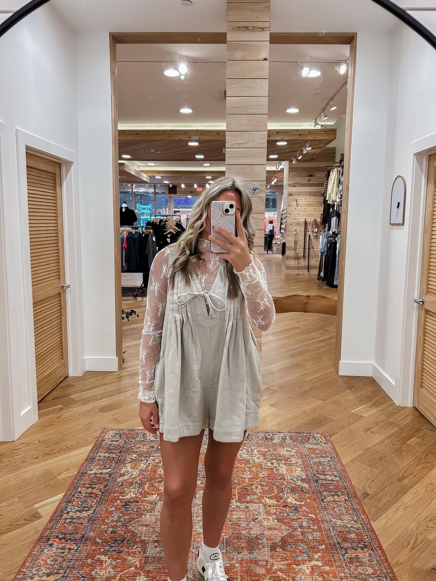 The It Girl Denim Taupe Romper