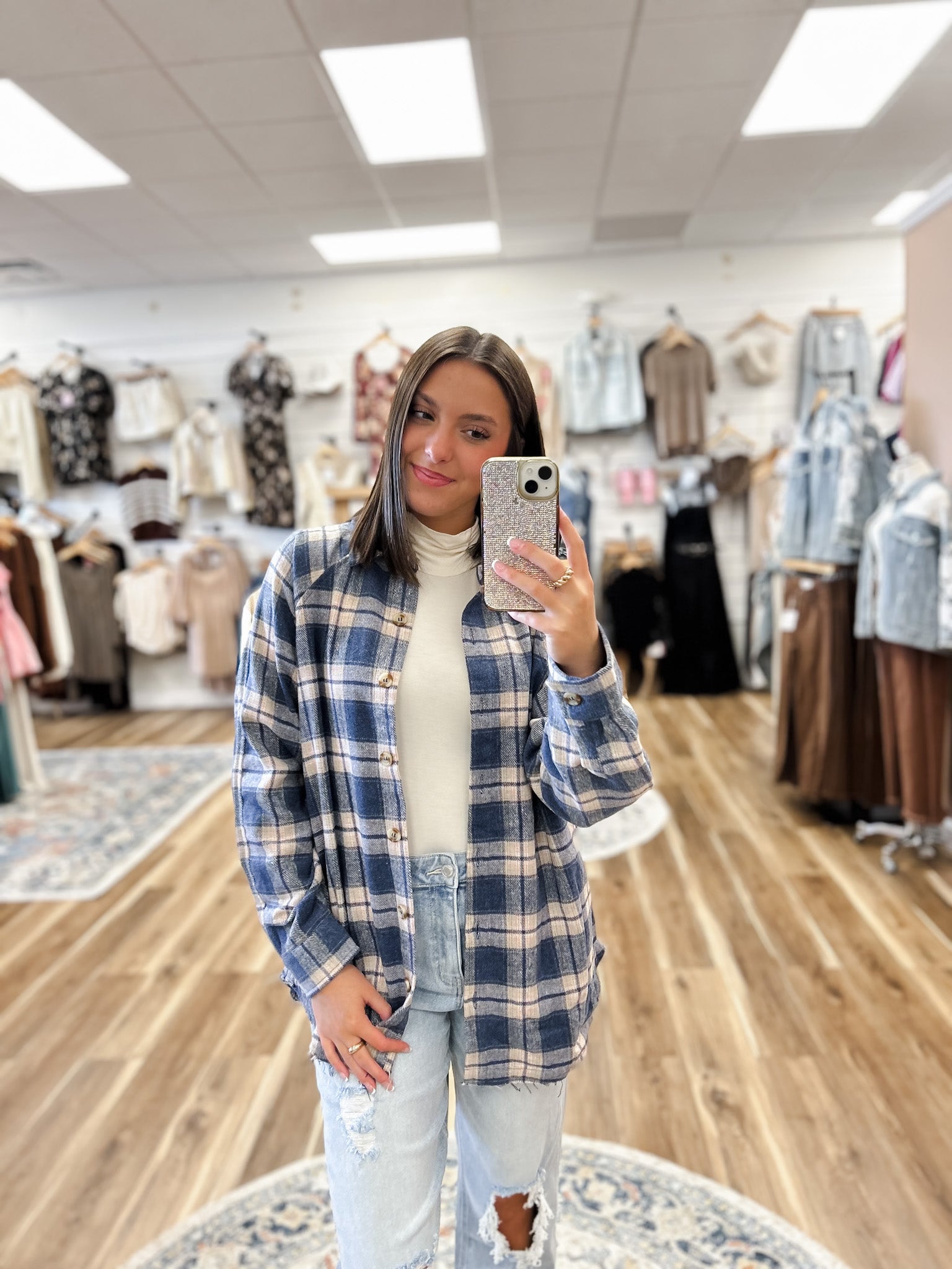 Blue Plaid Button Down Shirt