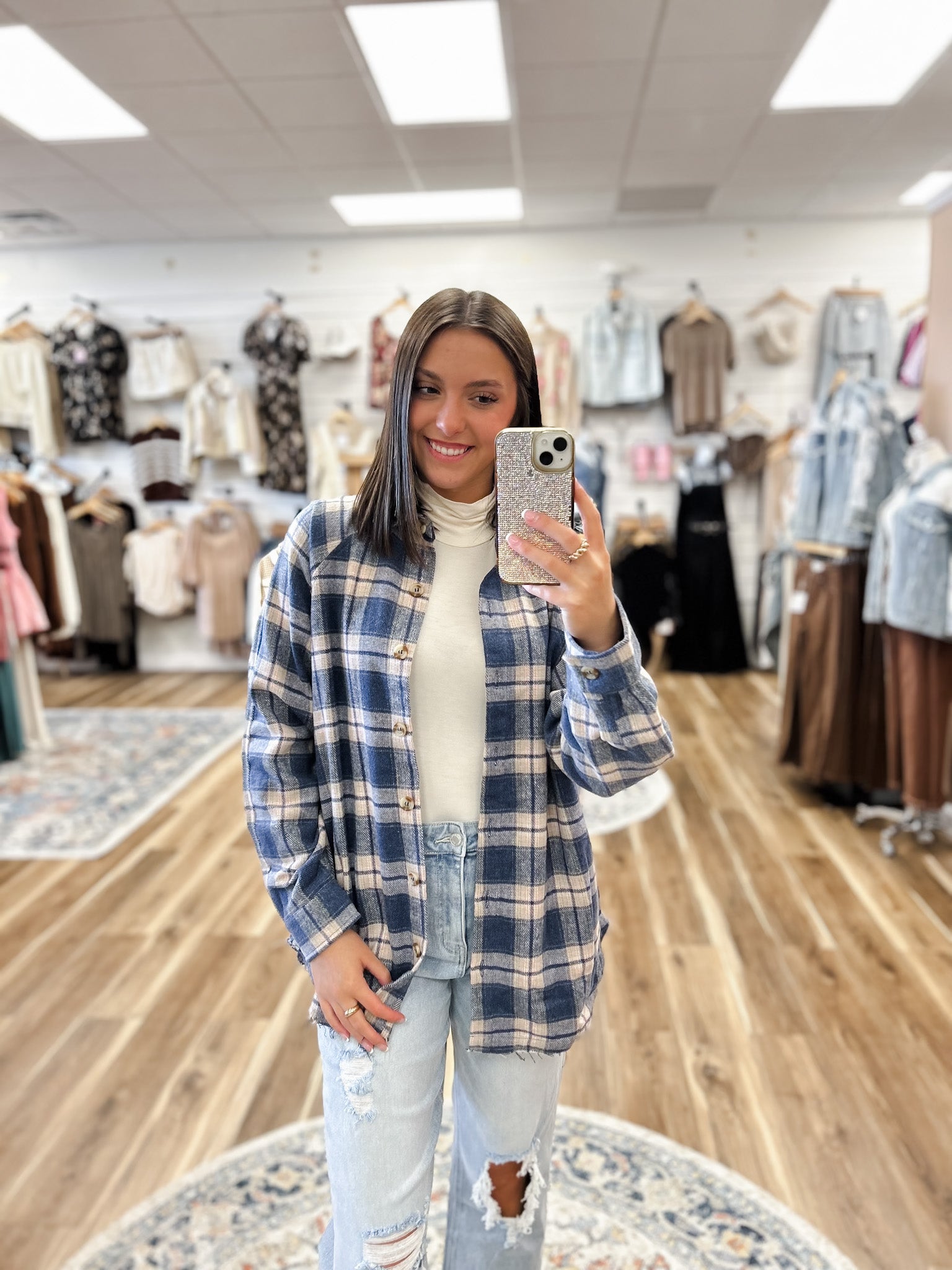 Blue Plaid Button Down Shirt